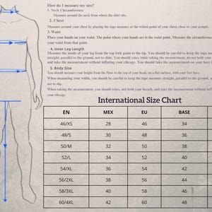 May include: International size chart for clothing with measurements in inches for US, UK, EU, Mexico, and Italy. The chart shows the corresponding sizes for each country.