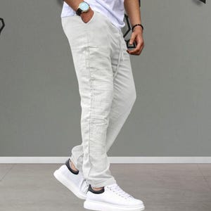 Muslin Fabric Men's Casual Trousers | Relaxed Fit Lightweight Cotton Summer Style image 4
