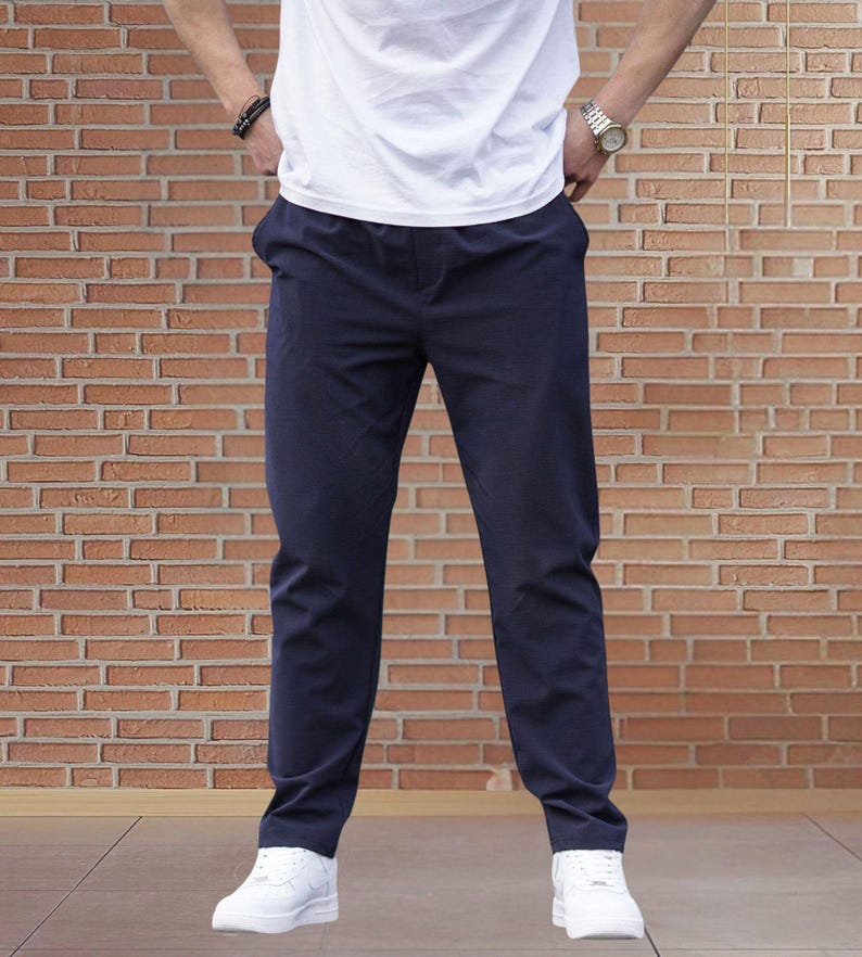 Pantalon droit en mélange de viscose pour hommes : pantalon de survêtement décontracté et confortable image 2