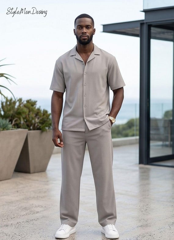 Men's Polo Shirt & Shorts Set, 2 Piece Summer Outfit, Casual Men's