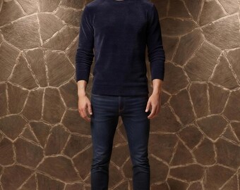 Herren-Pullover in Übergröße mit Rundhalsausschnitt und langen Ärmeln | Rippstrick | 100 % Polyester | Leicht dehnbar