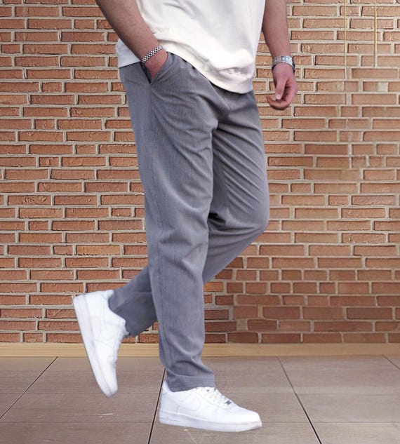 Men's Straight Leg Viscose Blend Trousers: Casual Comfort Lounge Pants