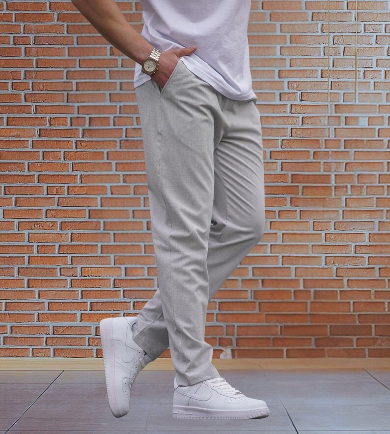 Pantalon droit en mélange de viscose pour hommes : pantalon de survêtement décontracté et confortable image 11