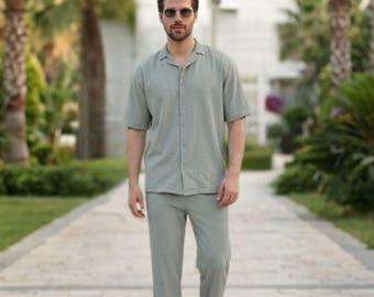 Men's Cotton Blend Polo Shirt Set: 2-Piece Summer Outfit