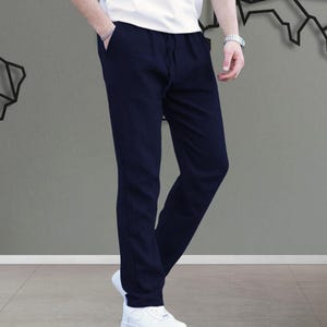 Muslin Fabric Men's Casual Trousers | Relaxed Fit Lightweight Cotton Summer Style image 2