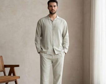 Trendy Button Down Shirt & Pants Set - Unique Casual Look - Summer Set for Men