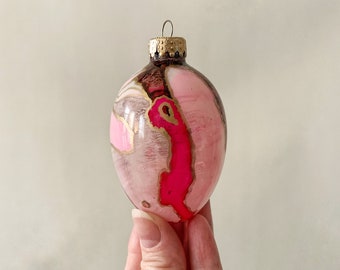 Glass Egg Ornament - Hand Painted Holiday Decoration, Ready to Ship