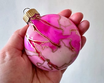 Colorful Hand Painted Glass Ornament - Ready to Ship