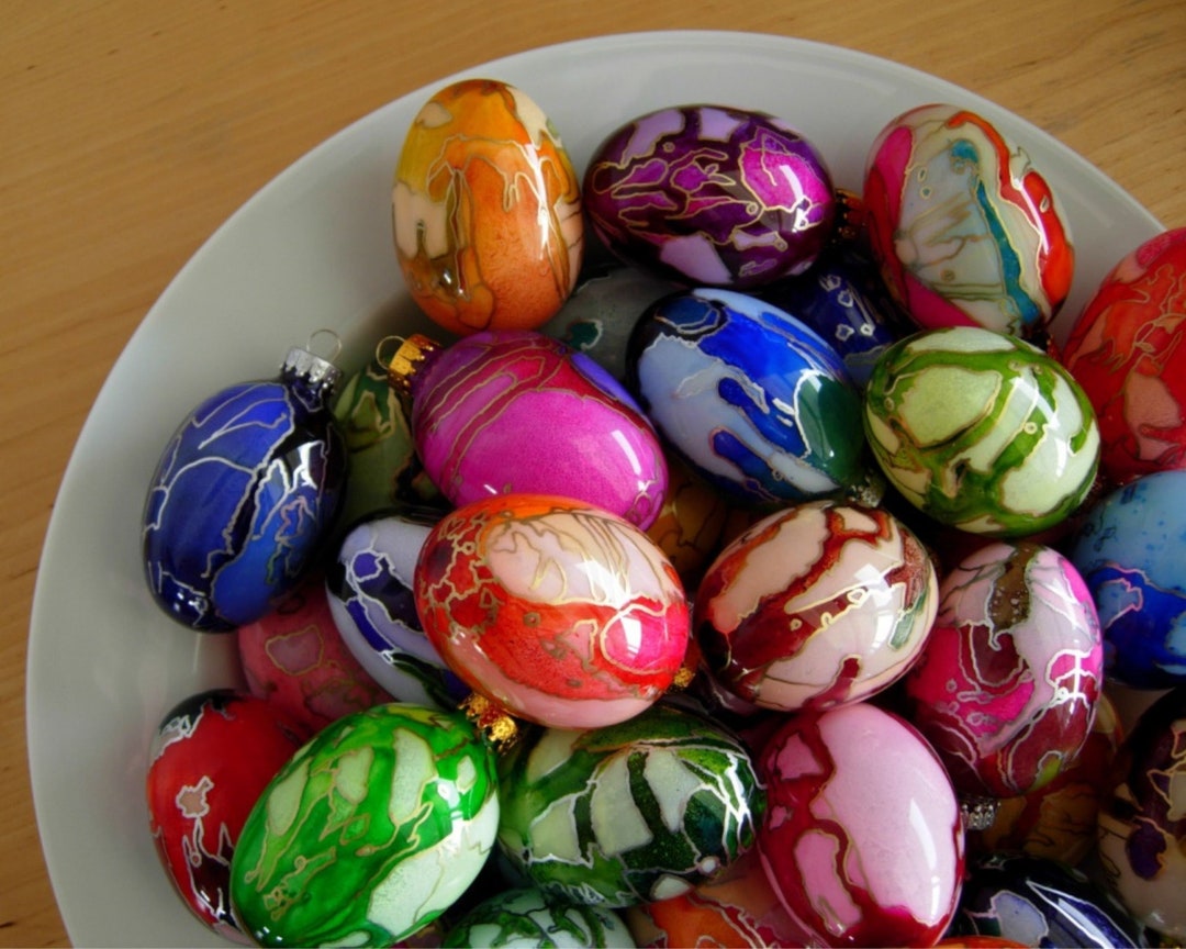 Colorful Hand Painted Glass Egg Ornament Ready to Ship Etsy