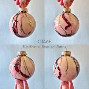 Christmas Ornament Hand Painted, Ready to Ship C146P Plastic 3 inches