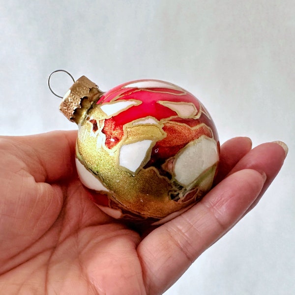 Colorful Christmas Ornament - Hand Painted Round Ball