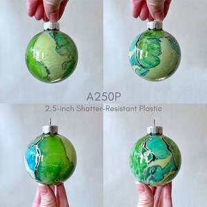 Aqua Blue & Green Hand Painted Ornament A250P Plastic 2.5 inches