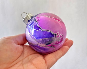 Colorful Christmas Ornament - Hand Painted Round Ball