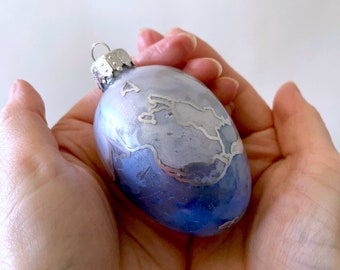 Hand Painted Glass Egg Ornament - Ready to Ship