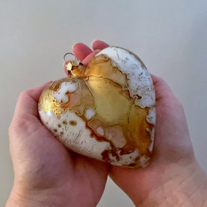 Glass Heart Ornament Hand Painted Holiday Decoration image 6