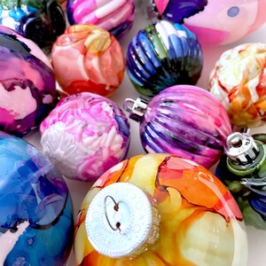 Colorful Hand Painted Glass Ornament Ready to Ship image 7