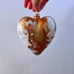 Glass Heart Ornament Hand Painted Holiday Decoration image 2