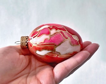 Hand Painted Glass Egg Ornament - Ready to Ship