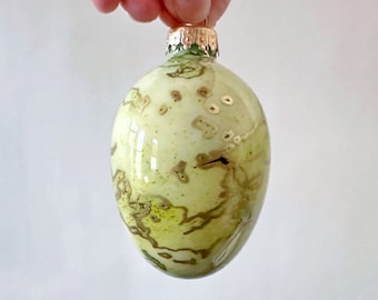 Glass Egg Ornament - Hand Painted Holiday Decoration