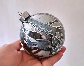 One of a kind, Hand Painted Glass Ornament - Ready to Ship