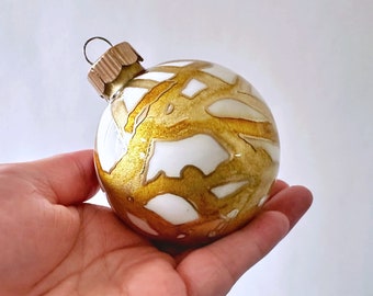 One of a kind, Hand Painted Gold Ornament - Ready to Ship