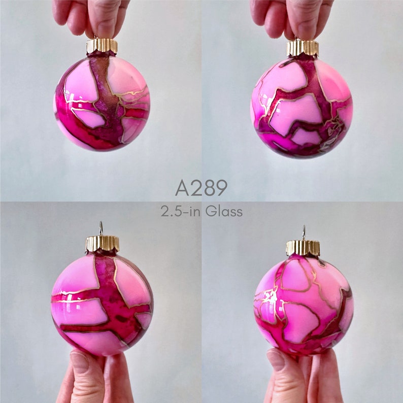 Bright Pink Glass Ornament Hand Painted, Ready to Ship A289 Glass 2.5 inches
