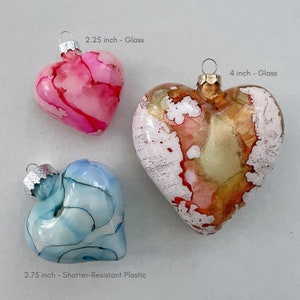 Glass Heart Ornament Hand Painted Holiday Decoration image 8