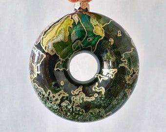 Hand Painted Glass Donut Ornament - One of a Kind Holiday Decoration, Ready to Ship