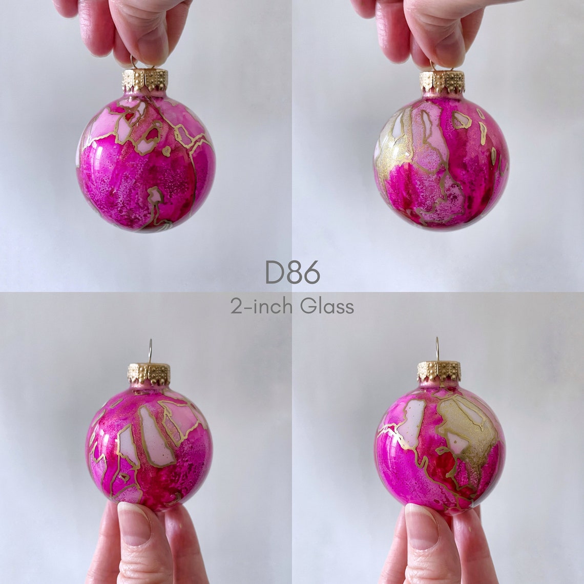 Bright Pink Glass Ornament Hand Painted Ready to Ship - Etsy