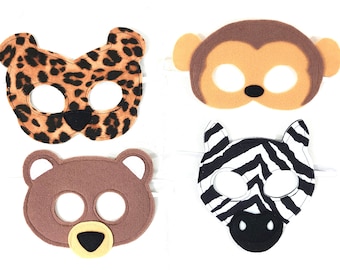 Kid's Mask - Bear - Monkey - Zebra - Cheetah