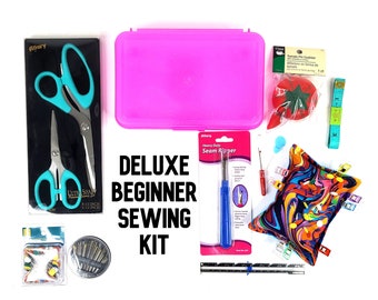 Sewing Kit - Deluxe Beginner Sewing Kit - Sewing Notions Supplies- Sewing Supplies Kit - Box - Beginner Sewer Gift - Sewing Kit Adults