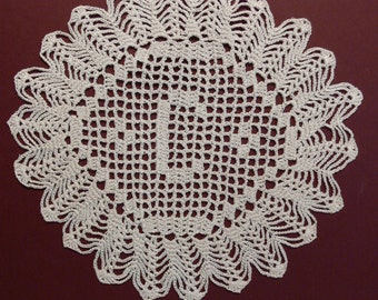 Custom Handmade Crocheted Initial Doily  "C"