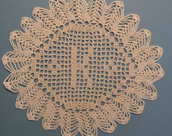 Custom Handmade Crocheted Initial Doily  "K"