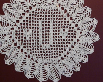 Custom Crocheted Initial Doily  "U"