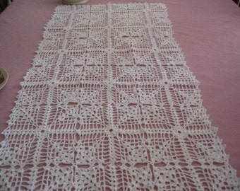 Hand Crocheted White Table Runner - Perfect for all Occasions - Decorative Trellis Design