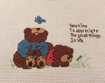 Finished cross stitch picture "Take Time to Appreciate the Little Things in Life"