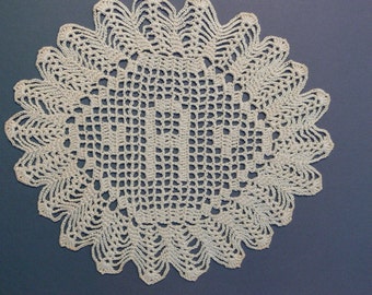 Custom Handmade Crocheted Initial Doily  "A"