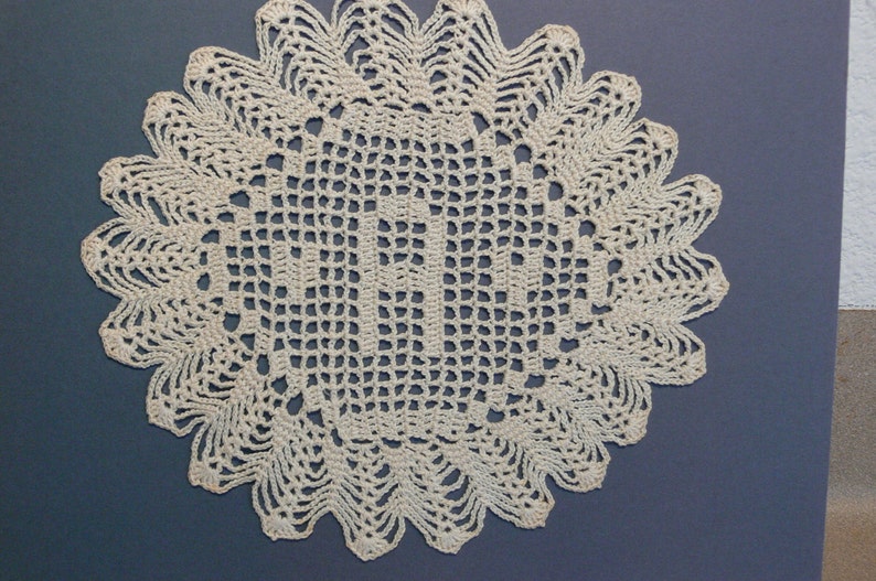 Custom Handmade Crocheted Initial Doily A image 1