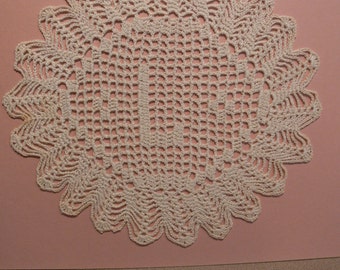 Custom Handmade Crocheted Initial Doily  "L"