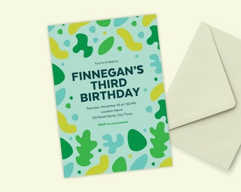 Abstract Leaf Party Invitation | Modern Botanical Invite (Digital Template)