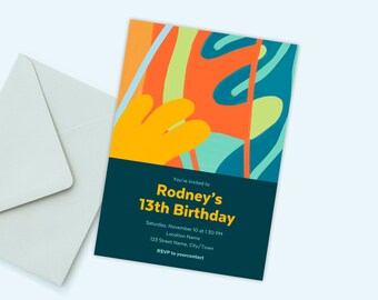 Colorful Abstract Birthday Invitation Template (Digital Template)