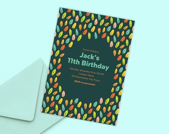 Colorful Leaf Invitation Template | Editable Botanical Invite  (Digital Template)
