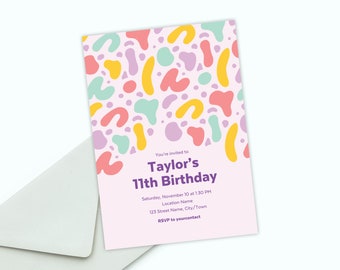 Playful Shapes Birthday Invitation | Rainbow, Modern (Digital Template)