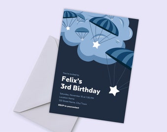 Chuting Star Birthday Invitation | Parachute Theme (Digital Template)
