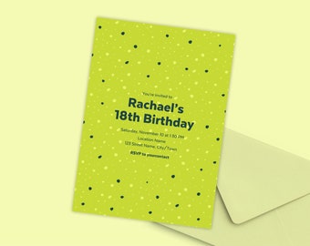 Green Doodle Dots Invitation | Modern Birthday Shower Invite (Digital Template)