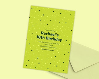 Doodle Dots Invitation | Green Invitation | Modern Invite | Abstract Invitation | Minimalist Invitation | Shower Invite | Birthday Invite