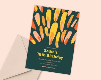 Radiant Sun Invite | Editable Invite | Abstract Invitation | DIY Party Invite | Birthday Invitation | Modern Invitation | Baby Shower Invite