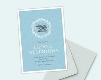 Peter Rabbit Invite | Bunny Invitation | Baby Shower Invite | 1st Birthday Invite | Baby Announcement Card | Birth Announcement Card