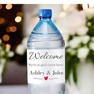 Etichette per bottiglie d'acqua - Adesivi per bottiglie d'acqua - Adesivi di benvenuto per matrimoni - Etichette per matrimoni - Etichette per matrimoni personalizzate - Bottiglie d'acqua personalizzate