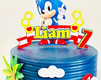 Adorno para tarta de Sonic personalizado: decoración para fiesta de cumpleaños
